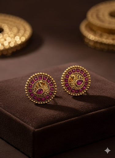 Ruby Peacock Earrings